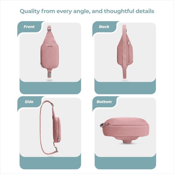 NWT Travelon Anti-Theft Roam Compact Sling Bag 43674-215 Desert Pink One Size - Picture 5 of 13